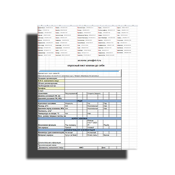 Опросный лист для заказа клапанов до себя. от производителя НПЦ ПРОМВОДОЧИСТКА